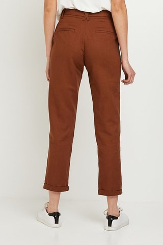 Pantaloni chino in lino - Marrone