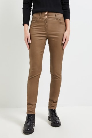 Pantaloni slim a vita alta - Marrone