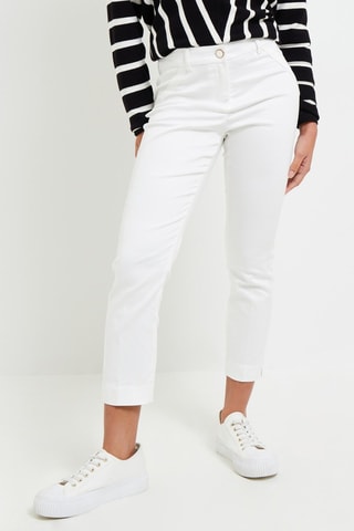 Pantaloni cigarette a vita alta - Bianco