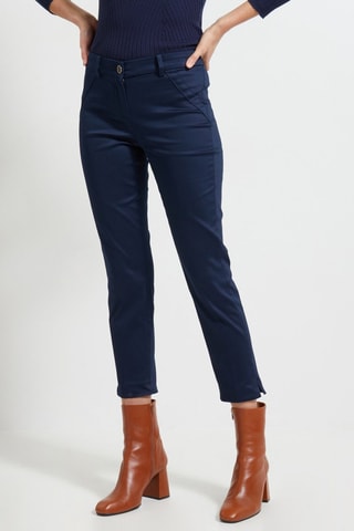 Pantaloni cigarette a vita alta - Navy