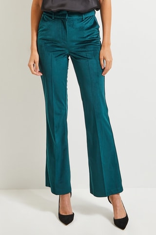 Pantaloni flare in velluto a vita alta - Verde