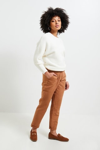 Pantaloni chino in lino - Cammello