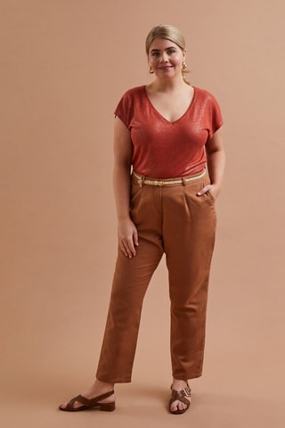 Pantaloni chino in lino - Cammello