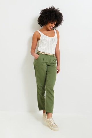 Pantaloni chino in lino - Kaki