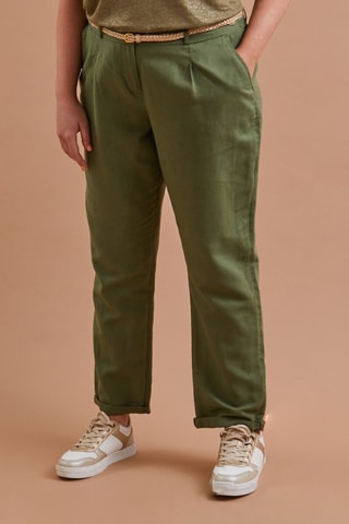 Pantaloni chino in lino - Kaki