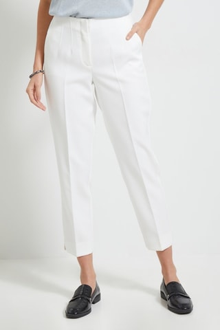 Pantaloni cigarette a vita alta - Bianco