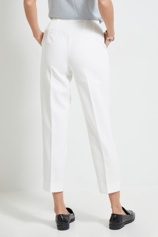 Pantaloni cigarette a vita alta - Bianco