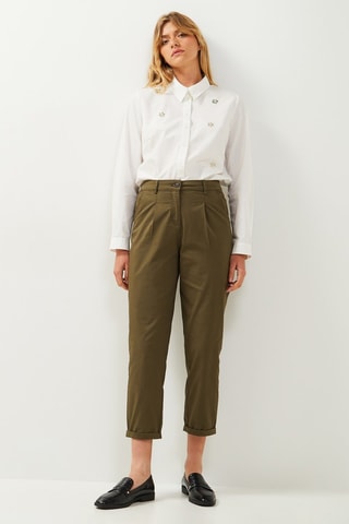Pantaloni chino a vita alta - Kaki