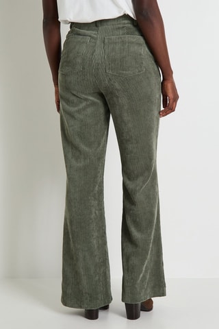 Pantaloni flare in velluto a vita alta - Kaki