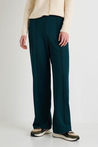 Pantaloni larghi a vita alta - Verde scuro