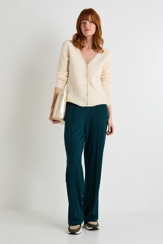 Pantaloni larghi a vita alta - Verde scuro