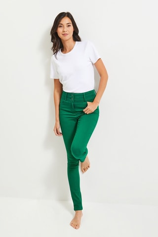 Jeans slim a vita alta - Verde
