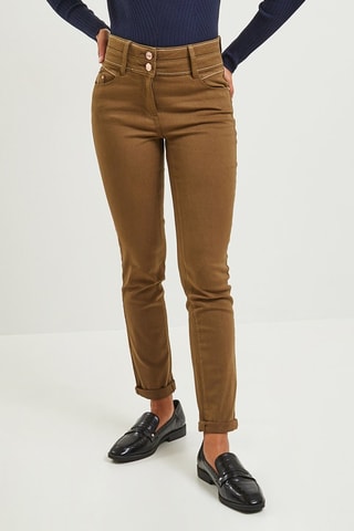 Jeans a vita alta - Kaki