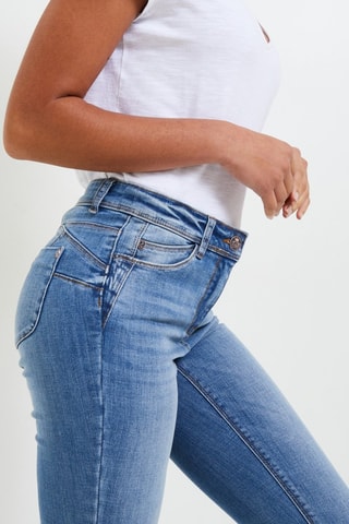 Jeans slim push-up a vita alta - Blu