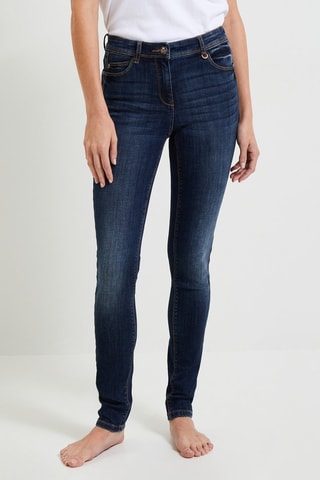 Jeans slim push-up a vita alta - Blu scuro