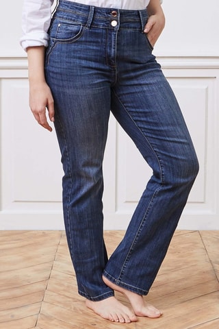Jeans straight a vita alta - Blu scuro