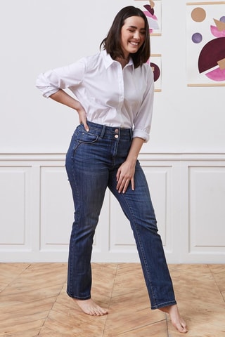 Jeans straight a vita alta - Blu scuro