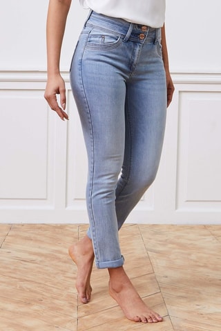 Jeans a vita alta - Celeste