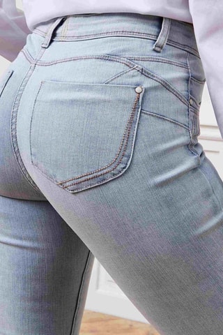 Jeans slim a vita alta - Celeste