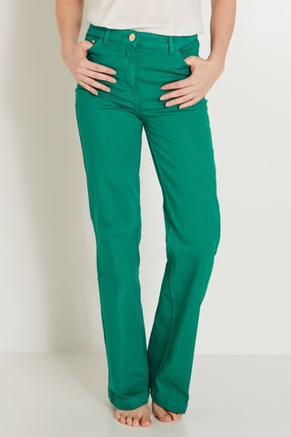 Jeans larghi a vita alta - Verde smeraldo