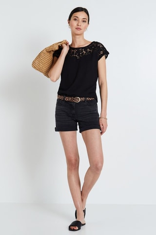 Top bimateriale - Nero