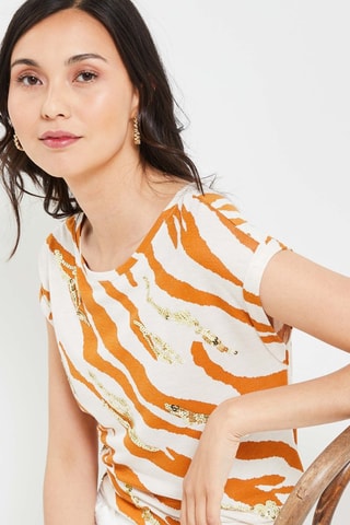 Top - Beige e arancione