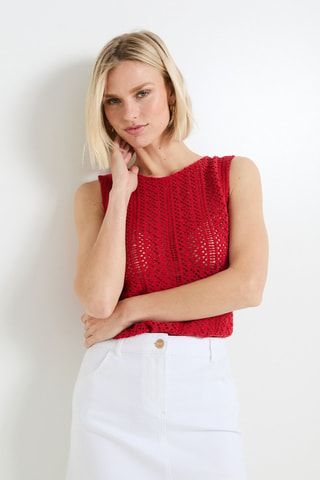 Top effetto uncinetto - Rosso