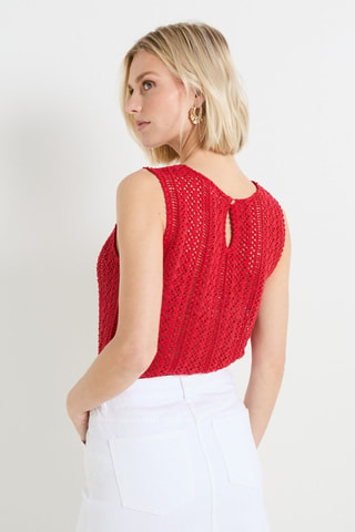 Top effetto uncinetto - Rosso