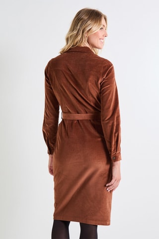 Abito a camicia in velluto - Cammello
