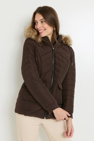 Piumino con cappuccio - Marrone scuro