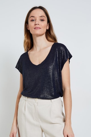 T-shirt in lino - Navy