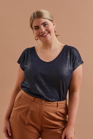 T-shirt in lino - Navy
