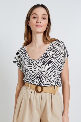 T-shirt in lino - Ecrù