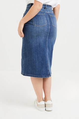 Gonna taglio dritto in jeans - Blu