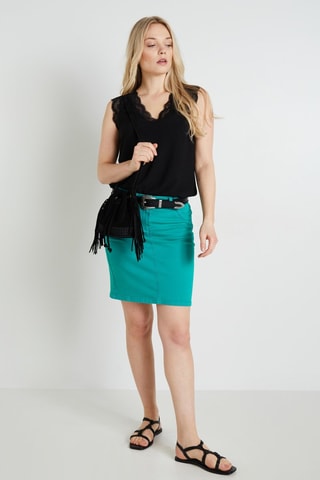 Gonna taglio dritto in jeans - Verde acqua