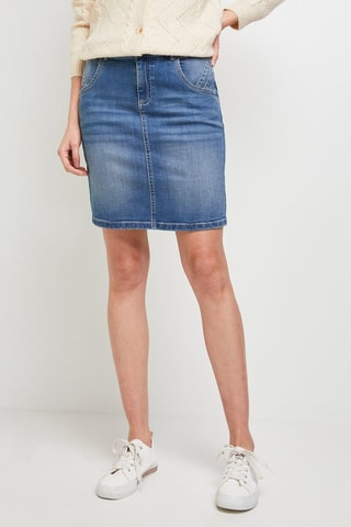 Gonna taglio dritto in jeans - Blu