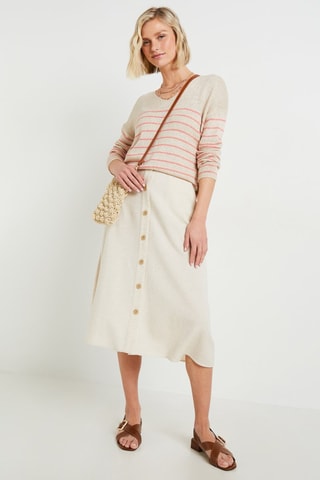 Gonna midi a vita alta - Beige