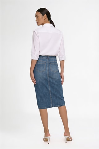 Gonna taglio dritto in jeans a vita alta - Blu