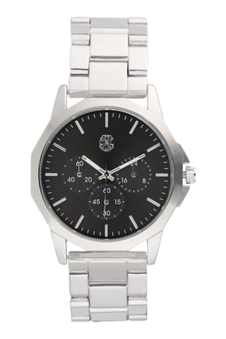 Reloj de cuarzo de metal aleado - Plateado y negro