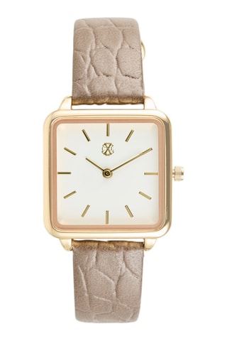 Reloj de cuarzo de poliuretano - Beige y dorado