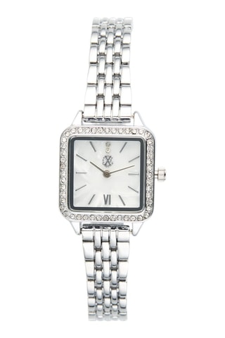 Reloj de cuarzo de metal aleado - Plateado y blanco