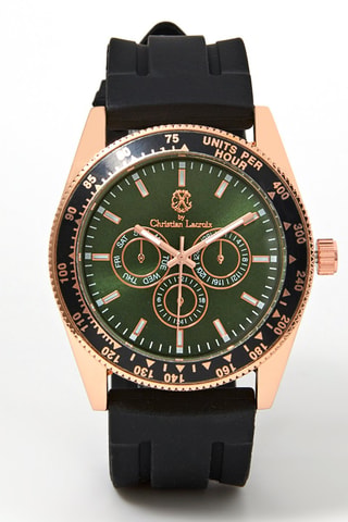 Reloj de cuarzo de poliuretano - Negro y dorado
