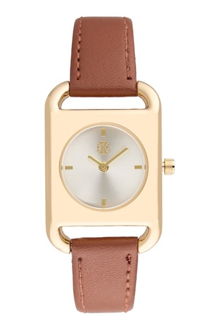 Reloj de cuarzo de poliuretano - Marrón y dorado