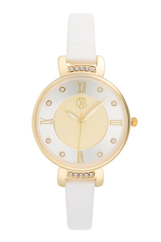 Reloj de cuarzo de poliuretano - Blanco y dorado