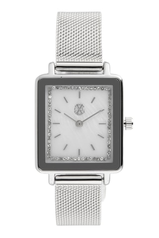 Reloj de cuarzo de metal aleado - Plateado y negro