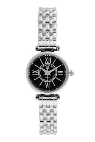 Reloj de cuarzo de metal aleado - Plateado y negro