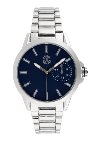 Reloj de cuarzo de metal aleado - Plateado y negro
