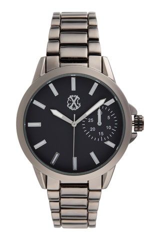 Reloj de cuarzo de metal aleado - Plateado y negro