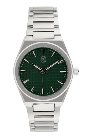Reloj de cuarzo de metal aleado - Plateado y verde