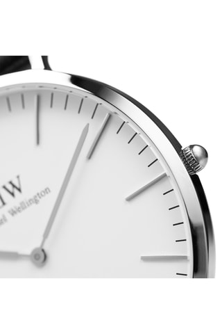 Montre à quartz en cuir - Noir et argenté